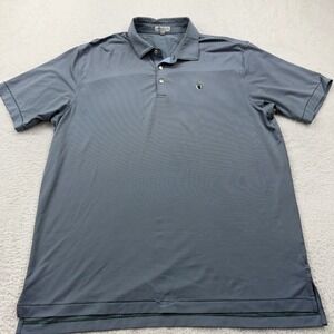 Peter Millar Summer Comfort Mens XL Blue Stripe Golf Polo Shirt Short Sleeve